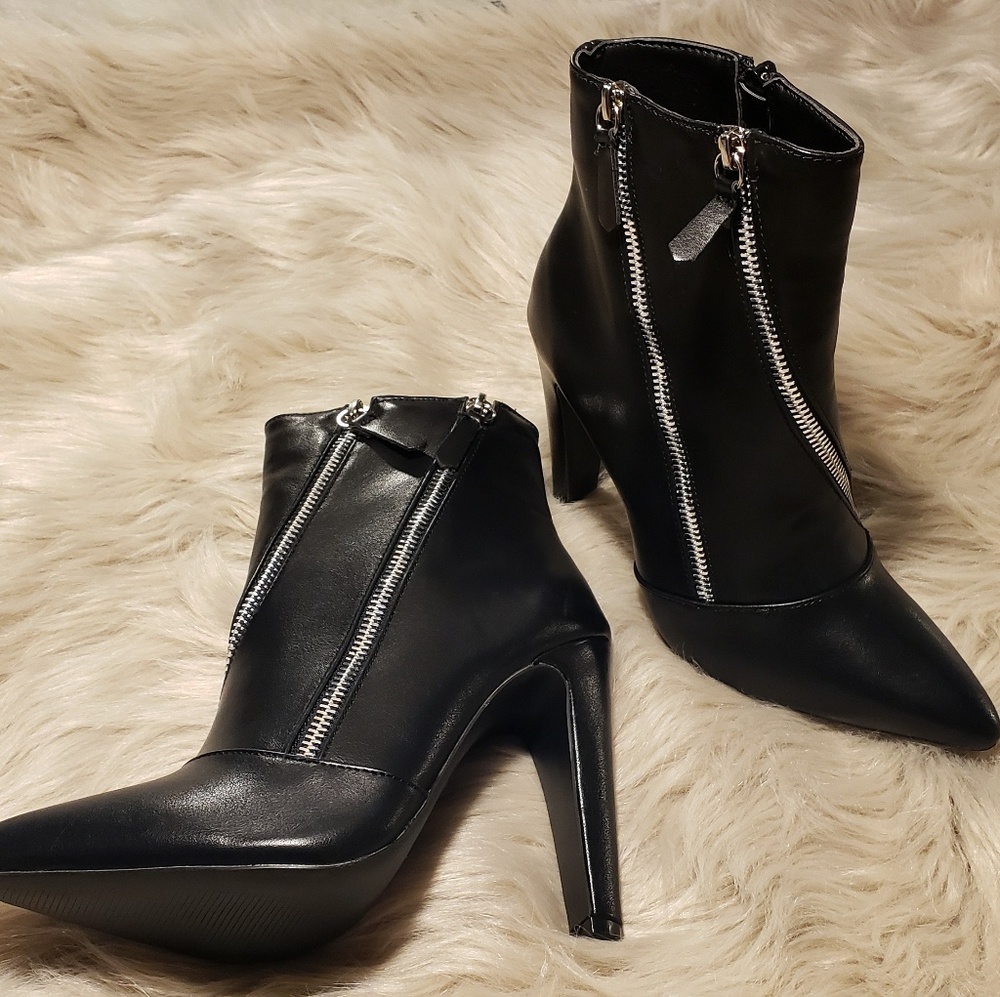 Black zipper booties